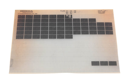 OEM Honda 149500EE 1977-84 FL250 Parts List Microfiche Rev:5/1986