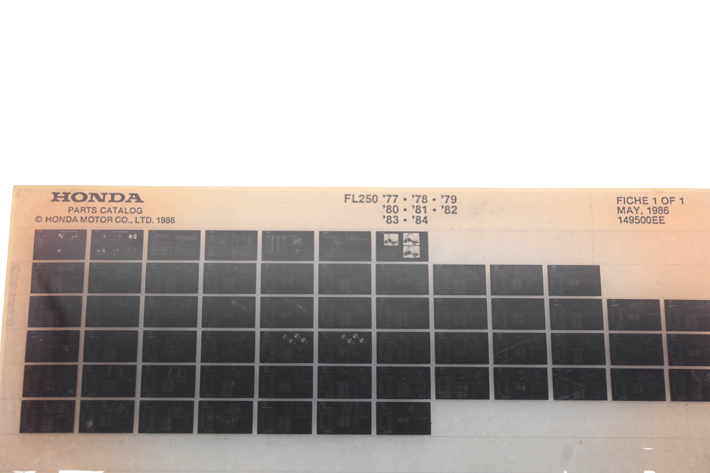 OEM Honda 149500EE 1977-84 FL250 Parts List Microfiche Rev:5/1986