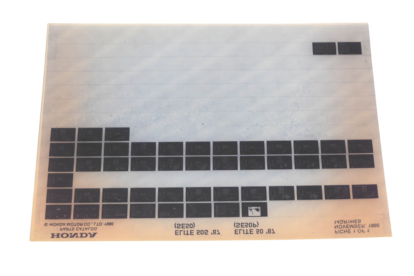 OEM Honda 14GR1HEB 1987 Elite SE50 Elite SE50P Parts List Microfiche Rev:11/1986