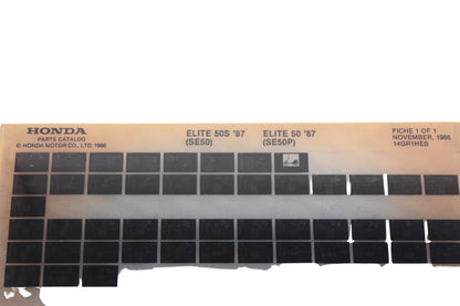 OEM Honda 14GR1HEB 1987 Elite SE50 Elite SE50P Parts List Microfiche Rev:11/1986