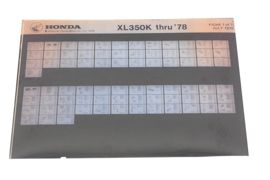 OEM Honda WE050-146 1978 XL350K Parts List Microfiche Rev:7/1978