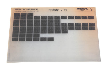 OEM Honda 140305 CB350F F1 Parts List Microfiche Rev:9/1986