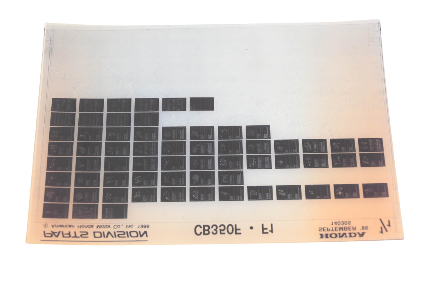 OEM Honda 140305 CB350F F1 Parts List Microfiche Rev:9/1986