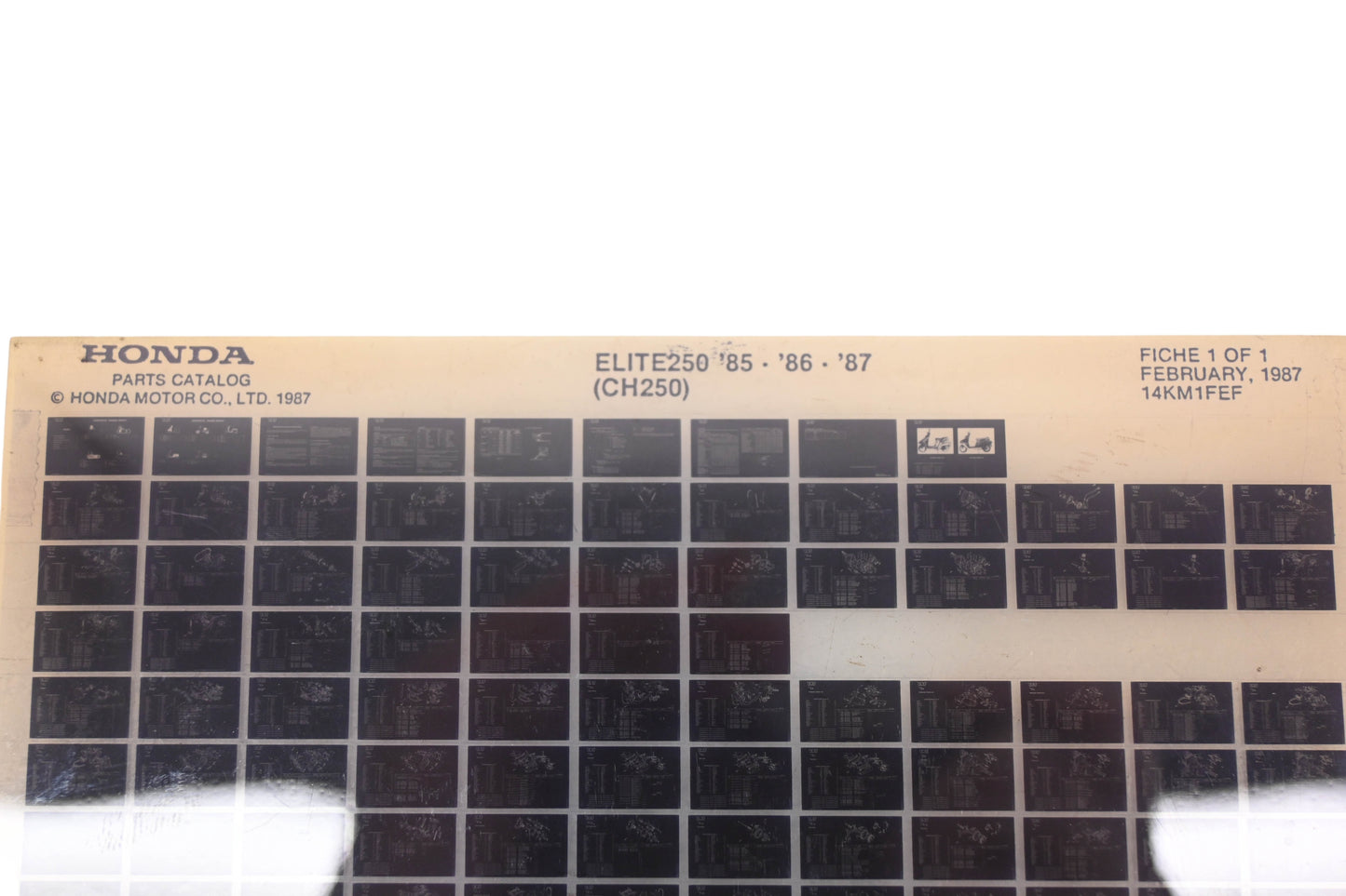 OEM Honda 14KM1FEF 1985-87 Elite250 CH250 Parts List Microfiche Rev:2/1987