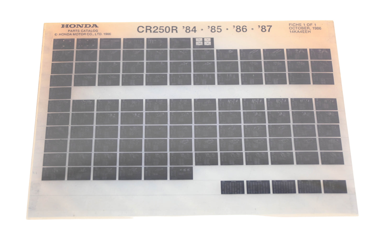 OEM Honda 14KA4EEH 1984-87 CR250R Parts List MIcroficheREv:10/1986