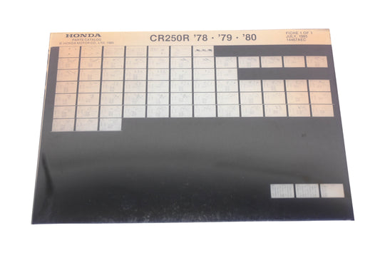 OEM Honda 14467AEC 1978-80 CR250R Parts List Microfiche Rev:7/1985