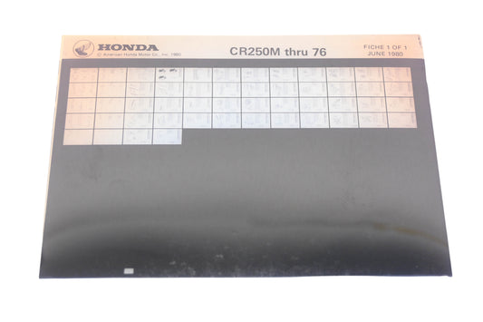 OEM Honda WE050-156 1976 CR250M Parts List Microfiche Rev:6/1980