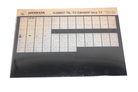 OEM Honda WE050-157 1976-77 CJ360T CB400F Parts List Microfiche Rev:6/1978