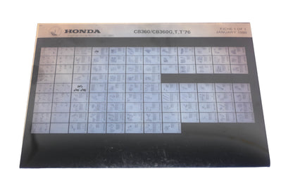 OEM Honda WE050-158 CB360/CB360G/T/T'76 Parts List Microfiche Rev:1/1980
