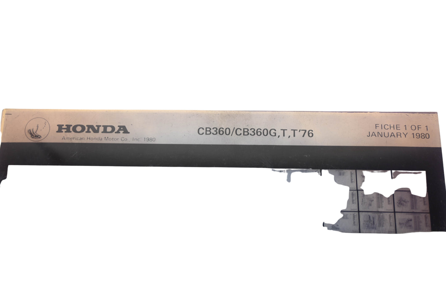 OEM Honda WE050-158 CB360/CB360G/T/T'76 Parts List Microfiche Rev:1/1980