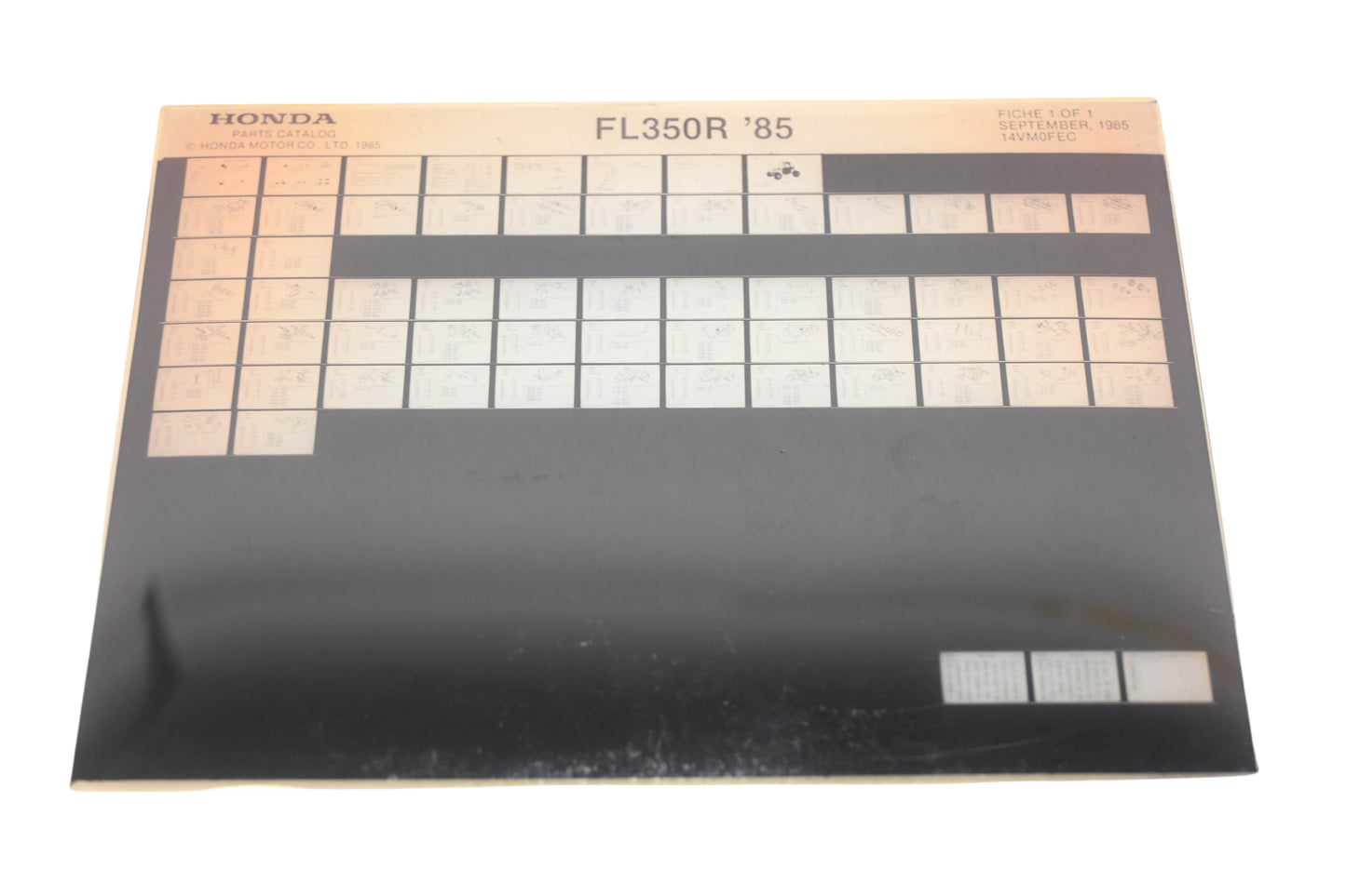 OEM Honda 14VM0FEC 1985 FL350R Parts List Microfiche Rev:9/1985