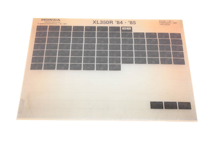 OEM Honda 14KL3EEE 1984-85 XL350R Parts List Microfiche Rev:2/1987