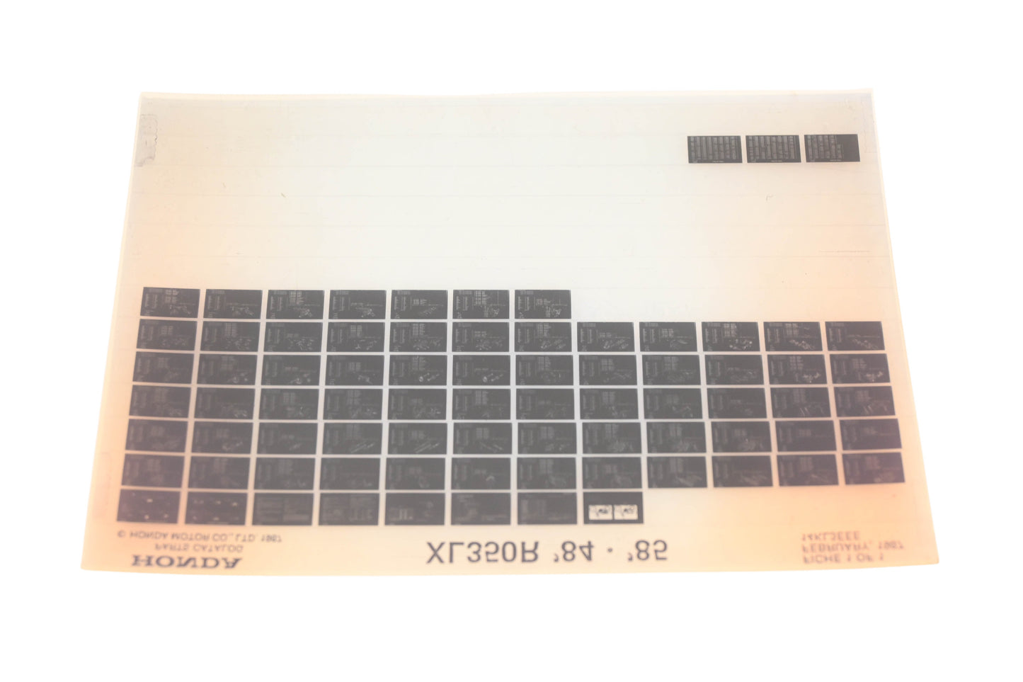 OEM Honda 14KL3EEE 1984-85 XL350R Parts List Microfiche Rev:2/1987