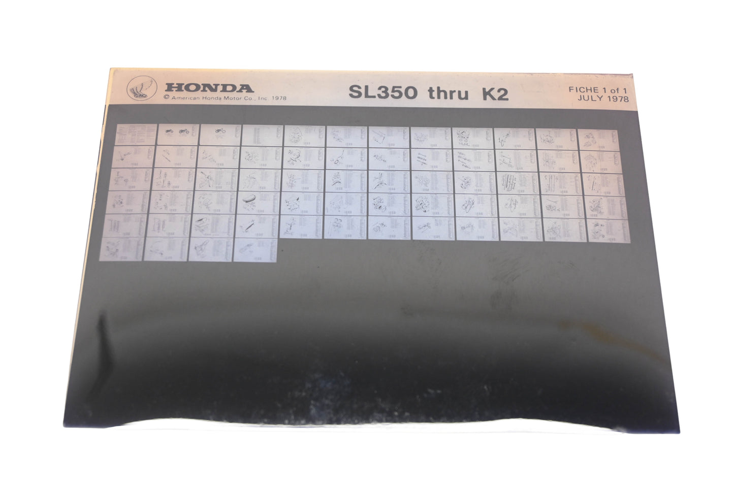 OEM Honda WE050-162 SL350 K2 Parts List Microfiche Rev:7/1978