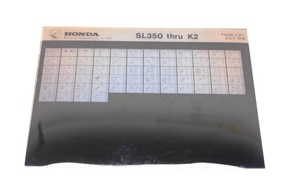 OEM Honda WE050-162 SL350 K2 Parts List Microfiche Rev:7/1978