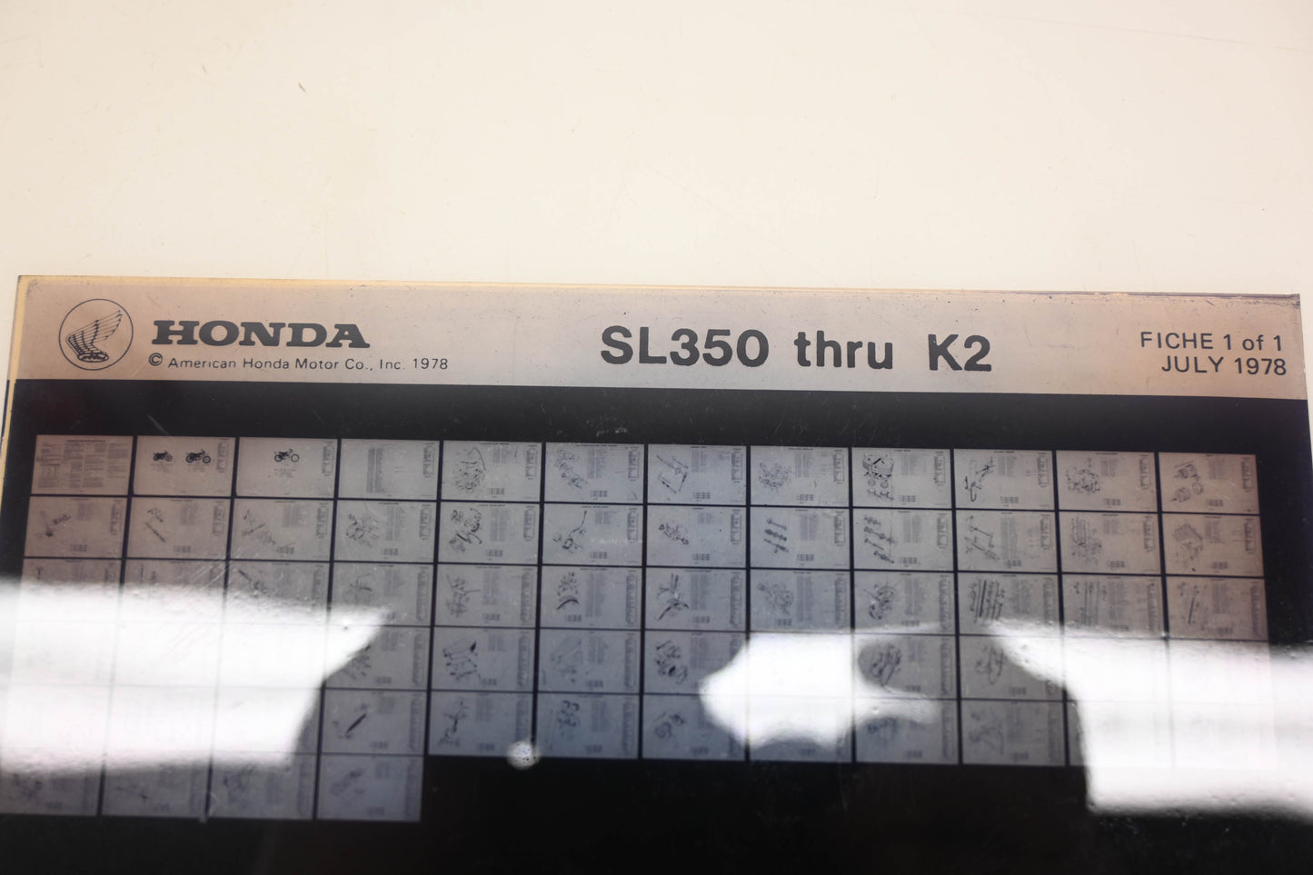 OEM Honda WE050-162 SL350 K2 Parts List Microfiche Rev:7/1978