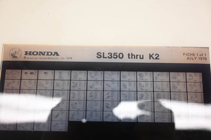 OEM Honda WE050-162 SL350 K2 Parts List Microfiche Rev:7/1978
