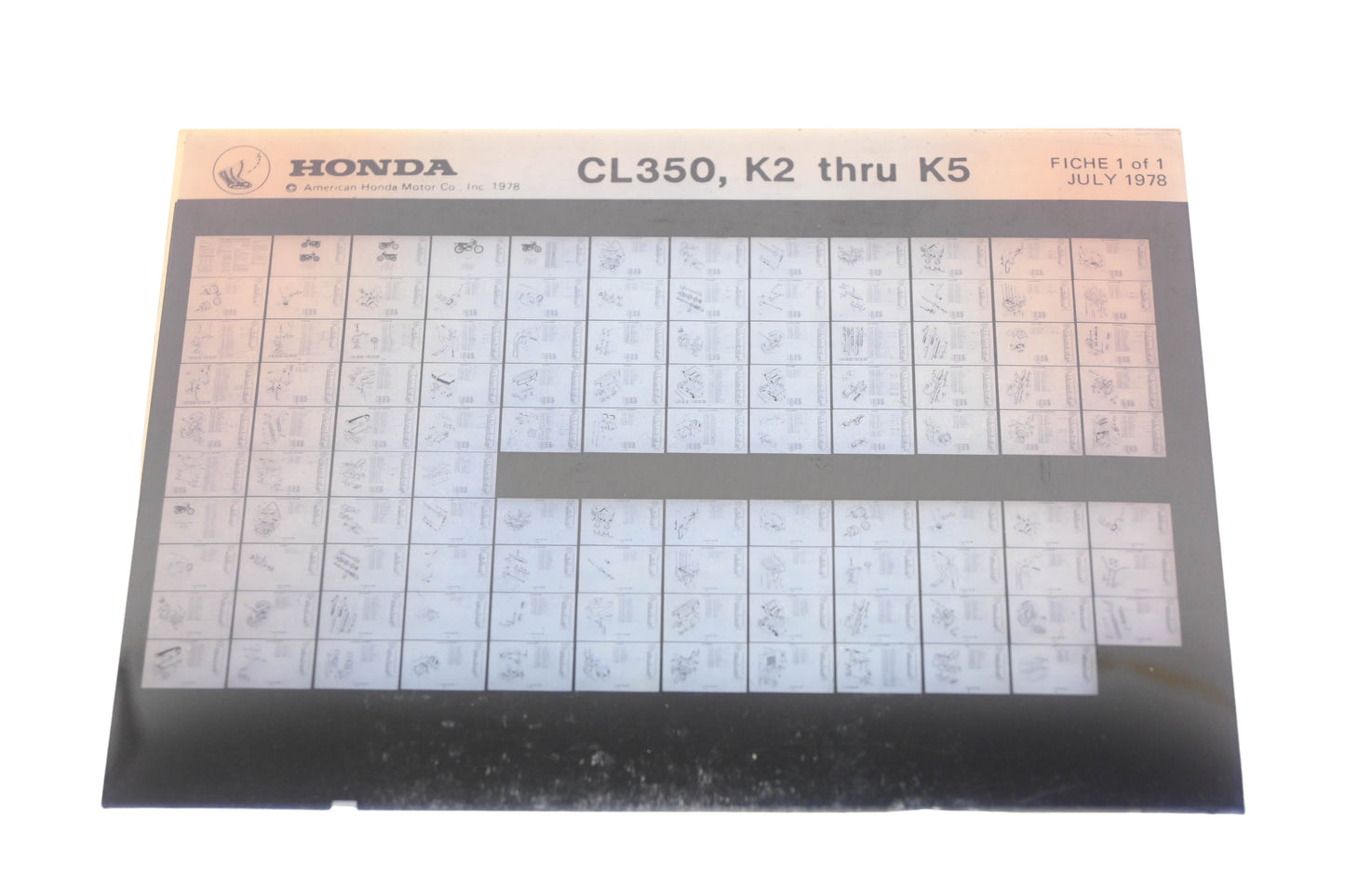OEM Honda WE050-163 CL350 K2-K5 Parts List Microfiche Rev:7/1978
