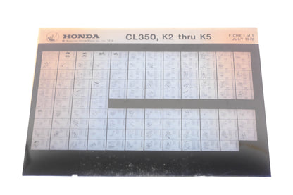 OEM Honda WE050-163 CL350 K2-K5 Parts List Microfiche Rev:7/1978