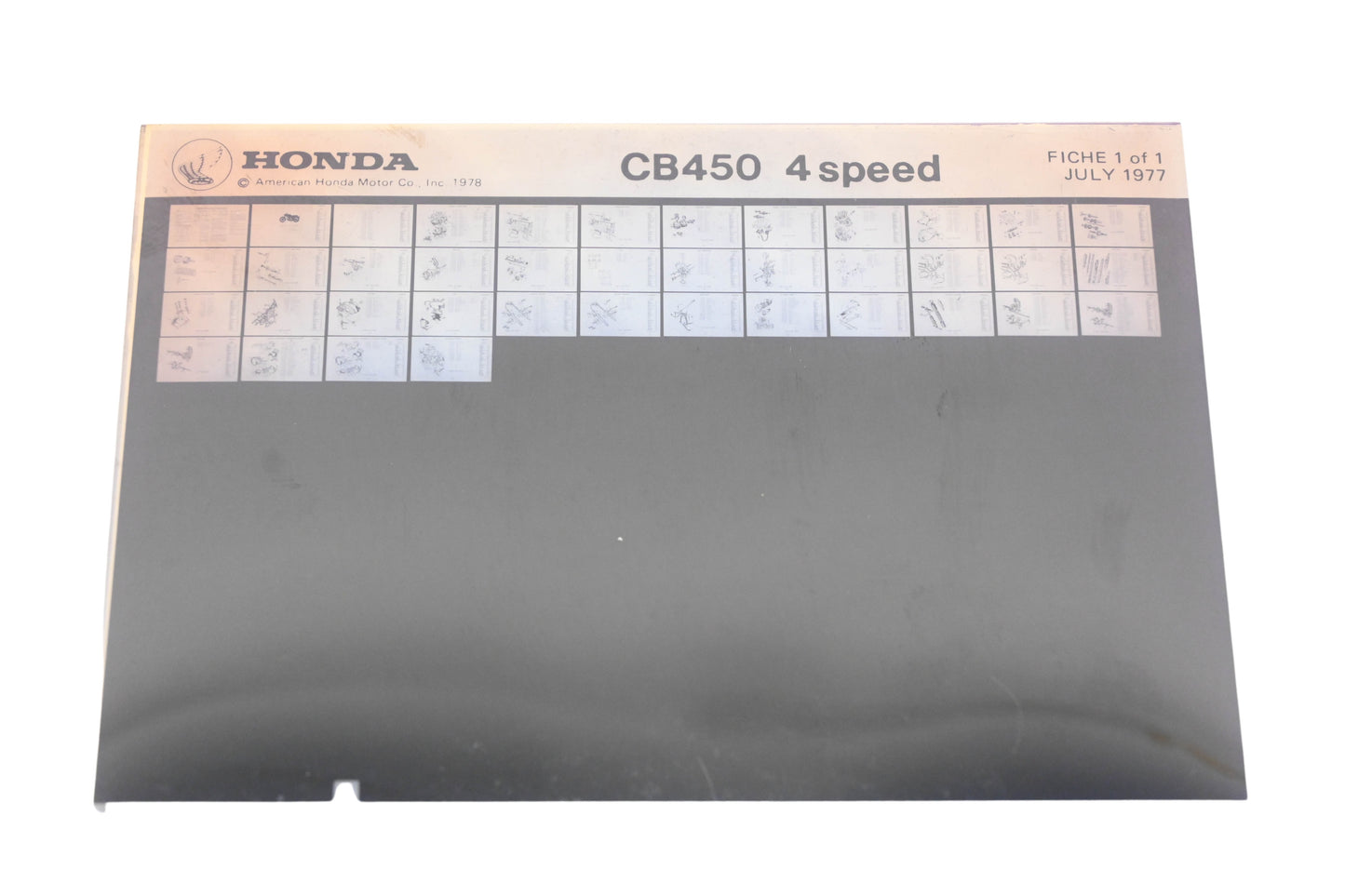OEM Honda WE050-167 CB450 4 Speed Parts List Microfiche Rev: 7/1977