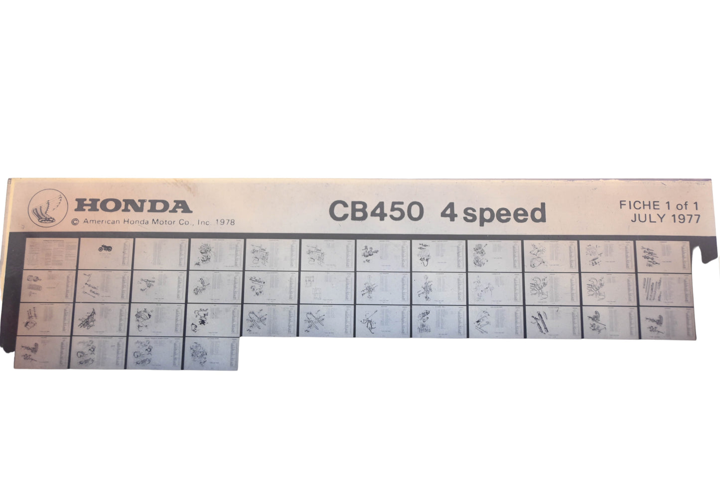 OEM Honda WE050-167 CB450 4 Speed Parts List Microfiche Rev: 7/1977