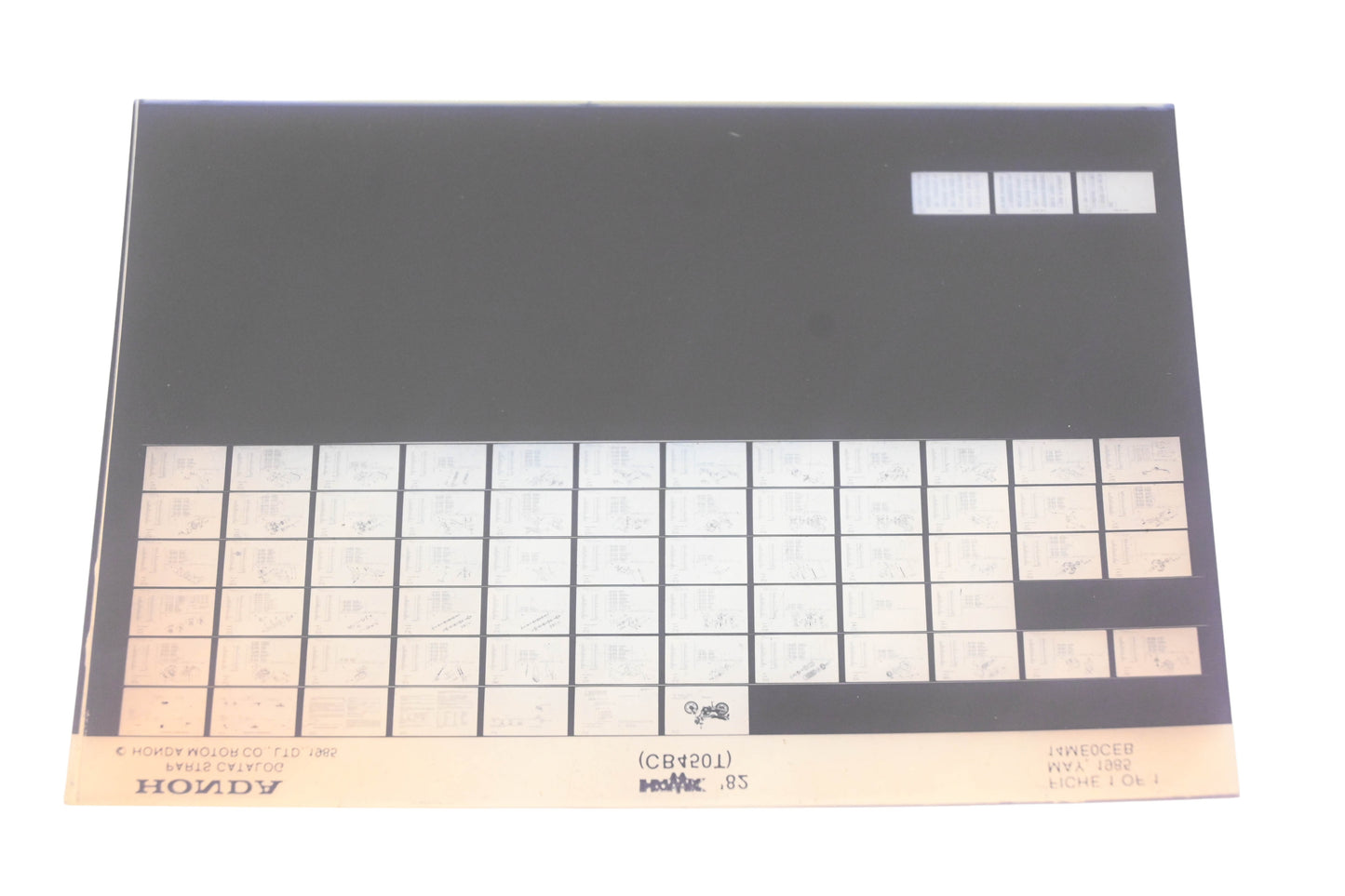 OEM Honda 14ME0CEB 1982 Hawk CB450T Parts List Microfiche Rev:5/1985