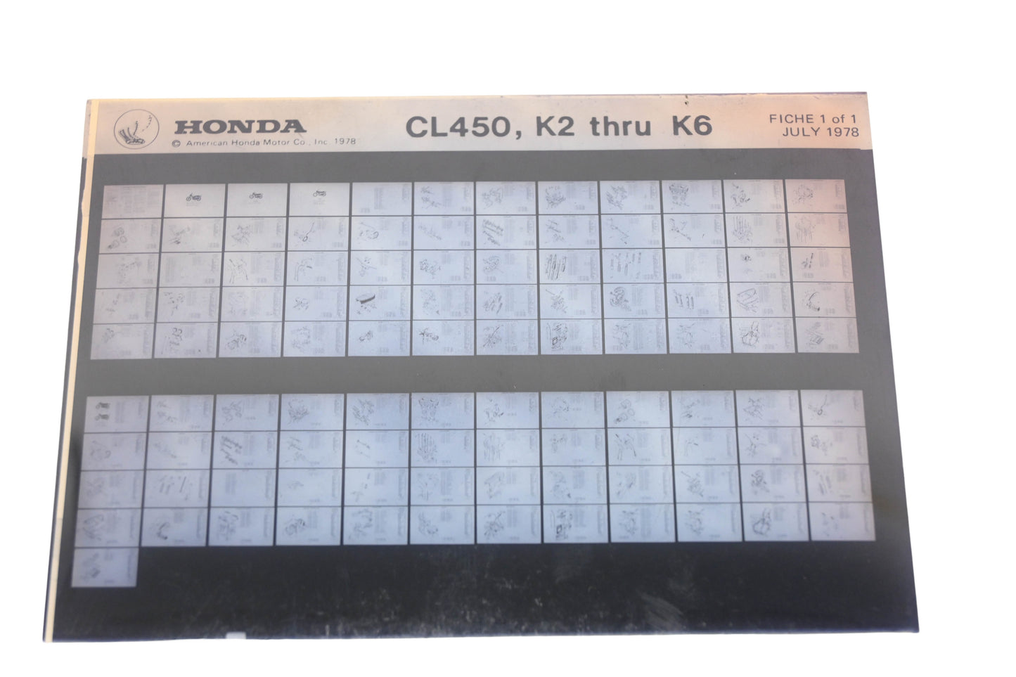 OEM Honda WE050-170 CL450 K2-K6 Parts List Microfiche Rev:7/1978