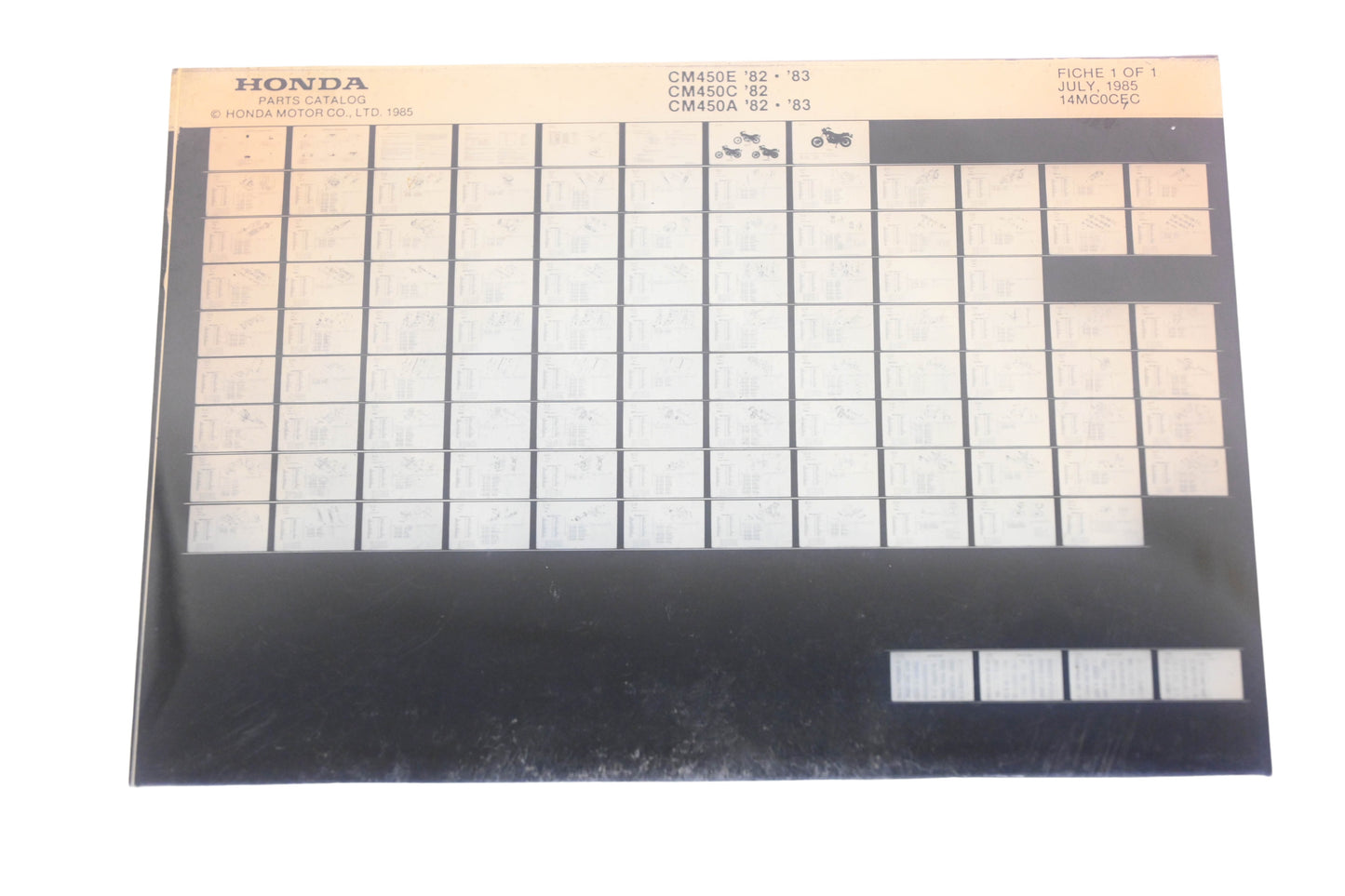 OEM Honda 14MC0CEC 1982-83 CM450E 1982 CM450C 1982-83 CM450A Parts List Microfiche Rev:7/1985