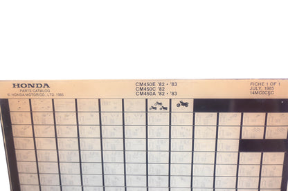 OEM Honda 14MC0CEC 1982-83 CM450E 1982 CM450C 1982-83 CM450A Parts List Microfiche Rev:7/1985