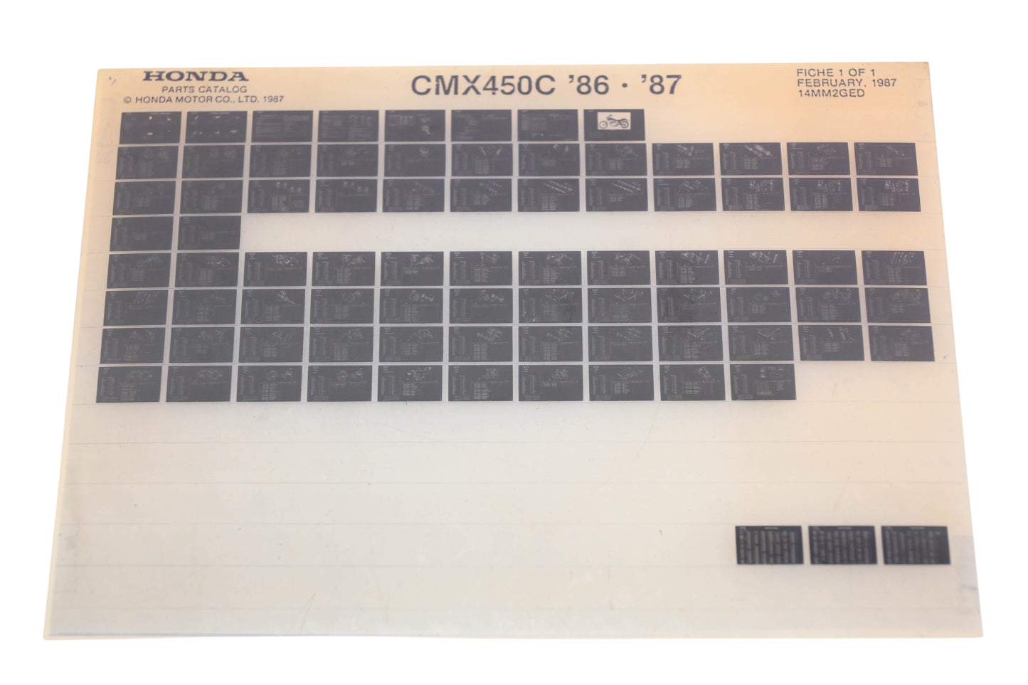 OEM Honda 14MM2GED 1986-87 CMX450C Parts List Microfiche Rev:2/1987