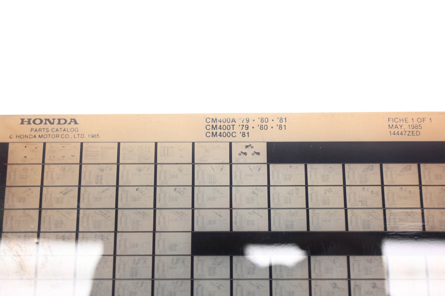 OEM Honda 14447ZED 1979-81 CM400A CM400T 1981 CM400C Parts List Microfiche Rev:5/1985
