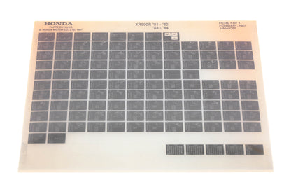 OEM Honda 14MA0CEF 1981-84 XR500R Parts List Microfiche Rev:2/1987
