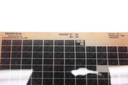 OEM Honda 14MA0CEF 1981-84 XR500R Parts List Microfiche Rev:2/1987
