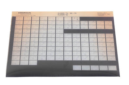 OEM Honda 14435ZEE 1979-81 XL500S 1982 XL500R Parts List Microfiche Rev:12/1985