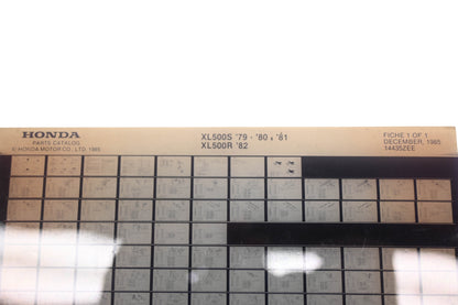 OEM Honda 14435ZEE 1979-81 XL500S 1982 XL500R Parts List Microfiche Rev:12/1985