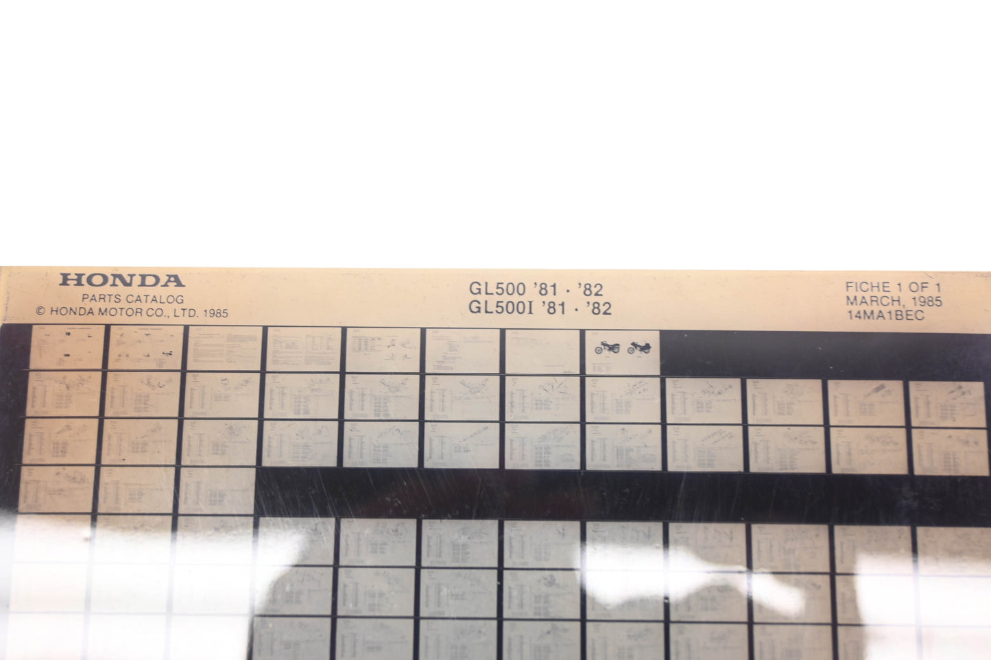 OEM Honda 14MA1BEC 1981-82 GL500 GL500I Parts List Microfiche Rev:3/1985
