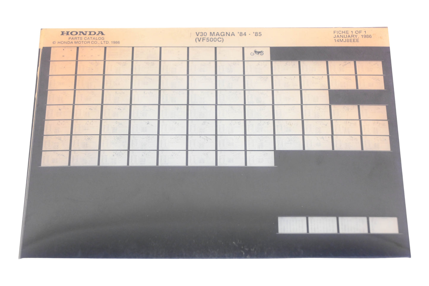 OEM Honda 14MJ8EEE 1984-85 V30 Magna VF500C Parts List Microfiche Rev:1/1986