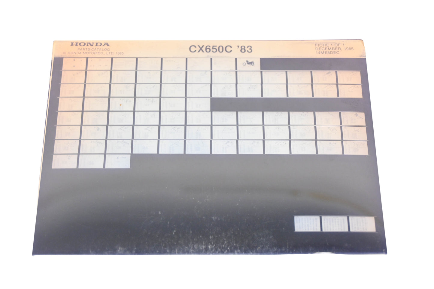 New OEM Honda 14ME8DEC 1983 CX650C Parts List Microfiche Rev:12/1985 NOS