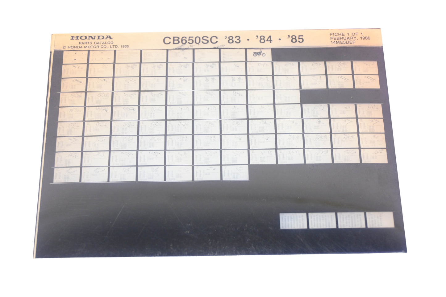 New OEM Honda 14ME5DEF 1983-85 CB650SC Parts List Microfiche Rev:2/1986 NOS