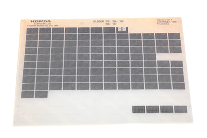 New OEM Honda 14MG2DEJ 1983-87 XL600R Parts List Microfiche Rev:12/1986 NOS