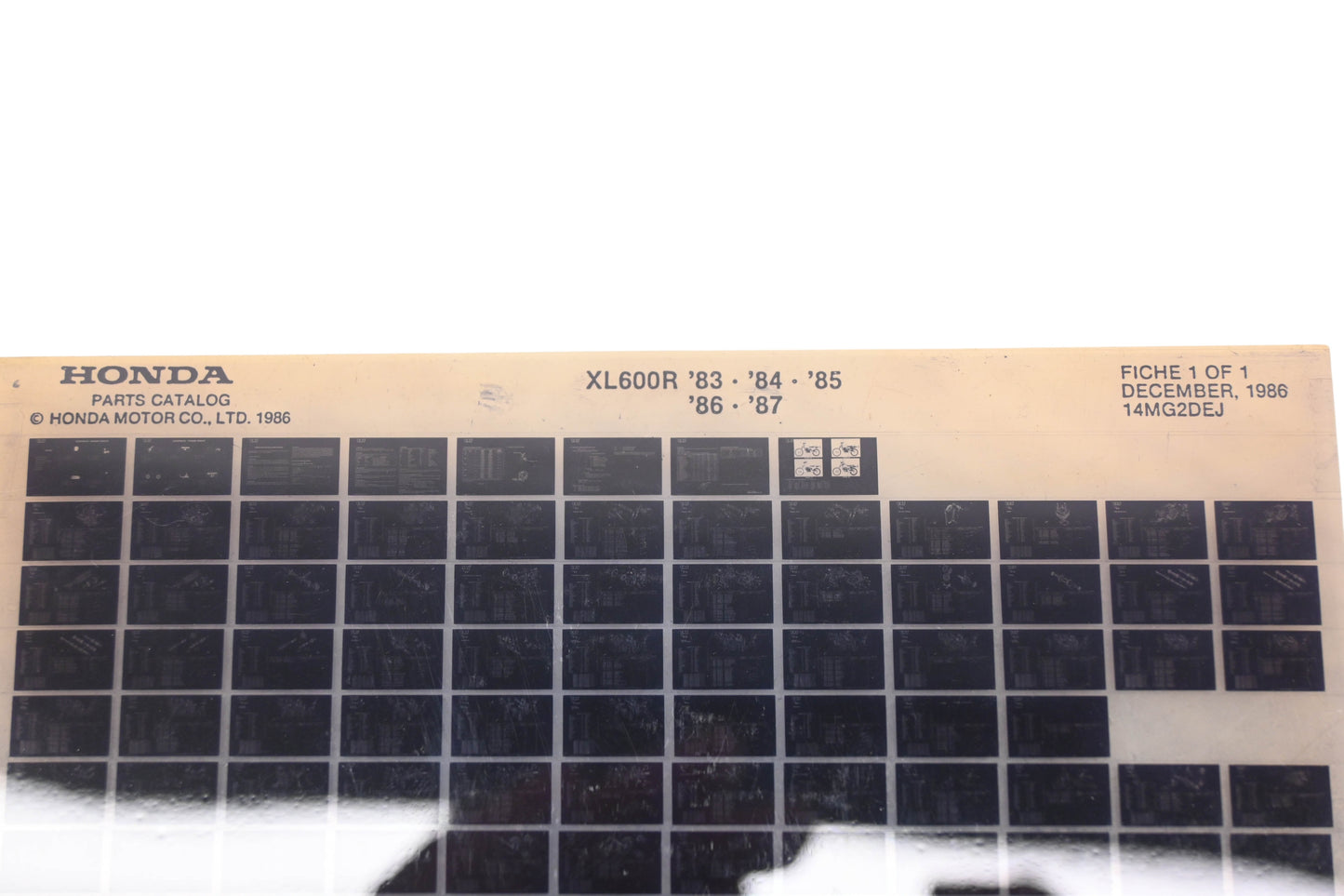 New OEM Honda 14MG2DEJ 1983-87 XL600R Parts List Microfiche Rev:12/1986 NOS