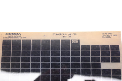 New OEM Honda 14MG2DEJ 1983-87 XL600R Parts List Microfiche Rev:12/1986 NOS