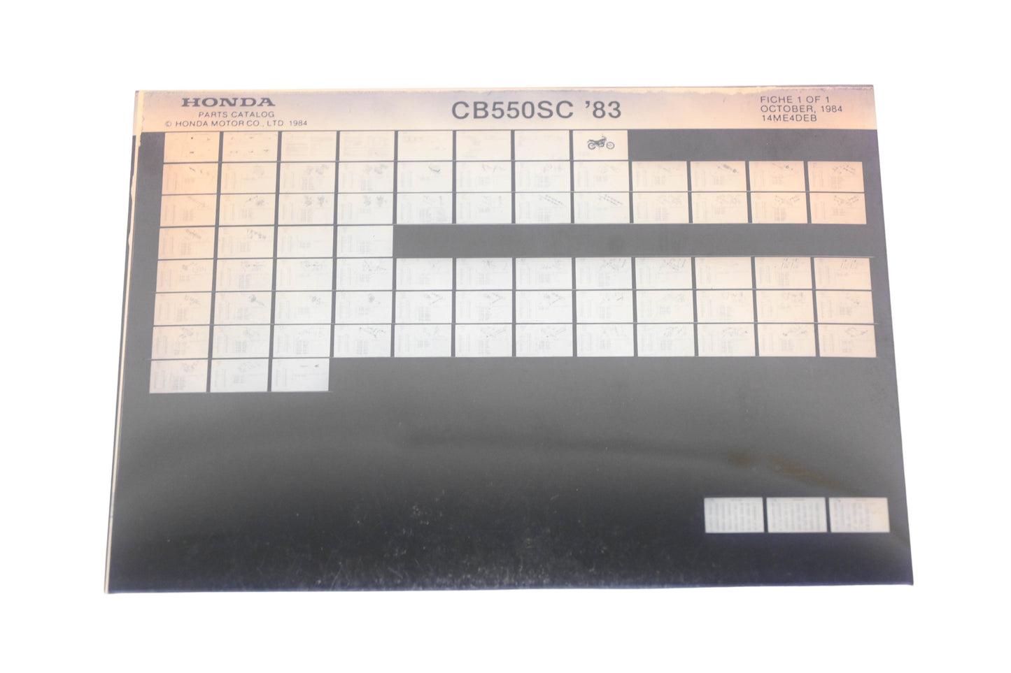 New OEM Honda 14ME4DEB 1983 CB550SC Parts List Microfiche Rev:10/1984 NOS