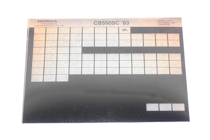 New OEM Honda 14ME4DEB 1983 CB550SC Parts List Microfiche Rev:10/1984 NOS