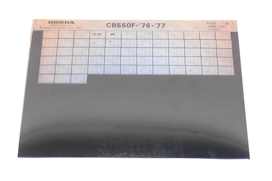 New OEM Honda 1L39024 1976-77 CB550F Parts List Microfiche Rev:6/1981 NOS