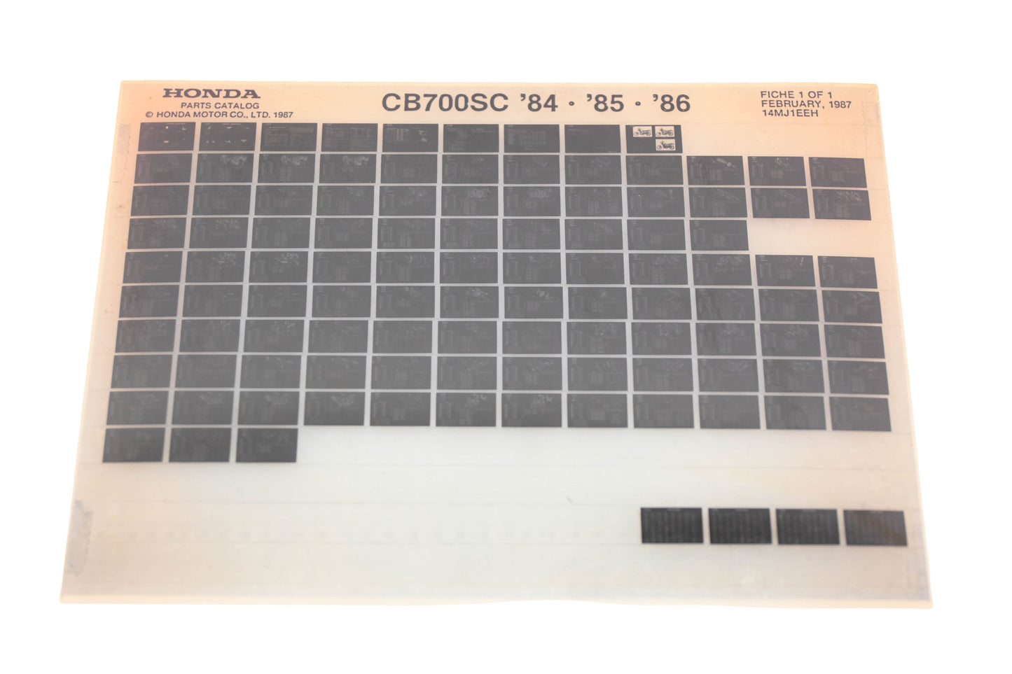New OEM Honda 14MJ1EEH 1984-86 CB700SC Parts List Microfiche Rev:2/1987 NOS