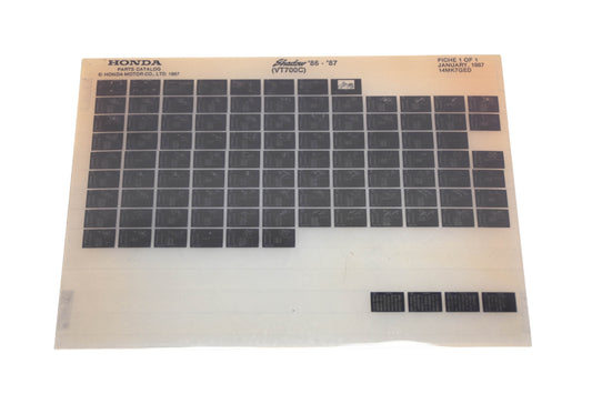 New OEM Honda 14MK7GED 1986-87 Shadow VT700C Parts List Microfiche Rev:1/1987 NOS