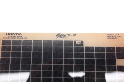 New OEM Honda 14MK7GED 1986-87 Shadow VT700C Parts List Microfiche Rev:1/1987 NOS