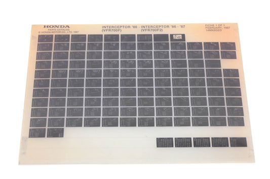 New OEM Honda 14MK8GED 1986 Interceptor VFR700F 1986-87 VFR700F2 Parts List Microfiche Rev:2/1987 NOS