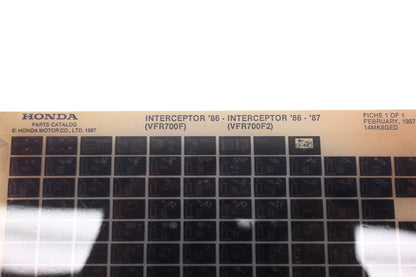 New OEM Honda 14MK8GED 1986 Interceptor VFR700F 1986-87 VFR700F2 Parts List Microfiche Rev:2/1987 NOS